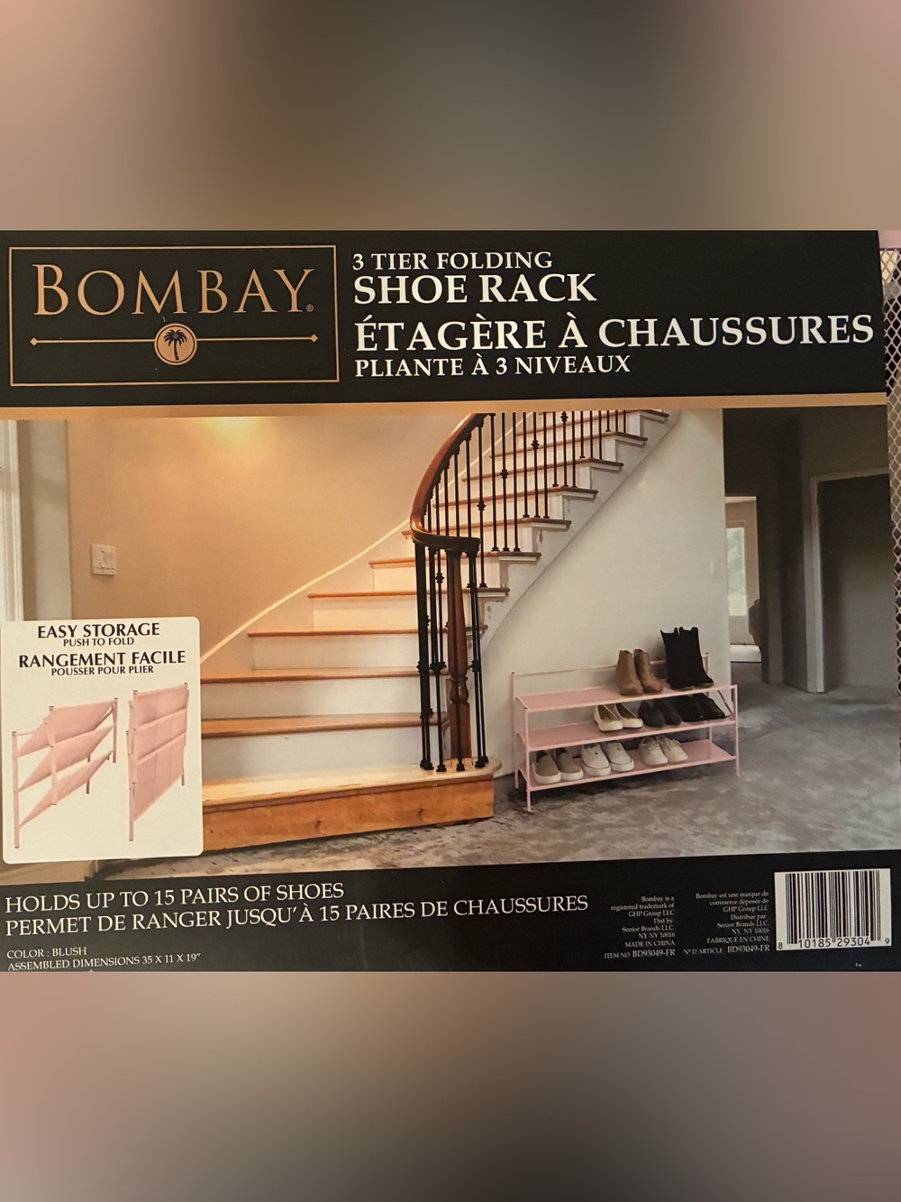 Bombay Pink 3-Tier Folding Mesh Shoe Rack
